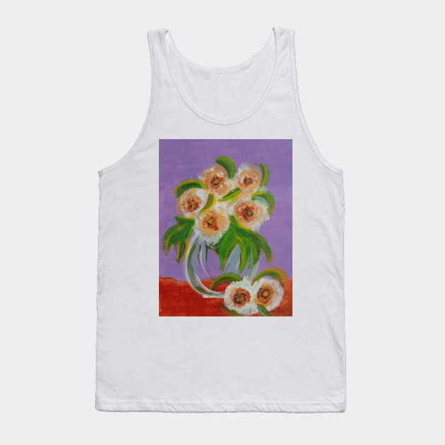 White Blossoms Tank Top by Art By Anam